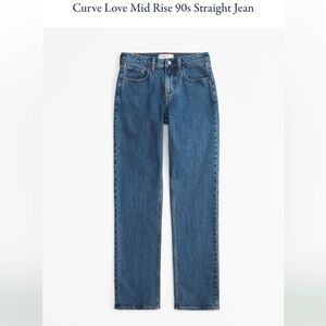Abercrombie & Fitch 90s Straight Leg Jeans Curve Love Dark Marble Blue Sz 29/4R